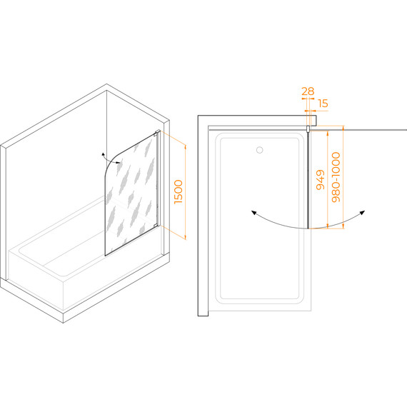 Шторка для ванны RGW SC-01 100 см 03110110-11 (стекло 8 мм), хром/прозрачное - фото, картинка 6 Шторка для ванны RGW SC-01 100 см 03110110-11 (стекло 8 мм), хром/прозрачное - фото 6
