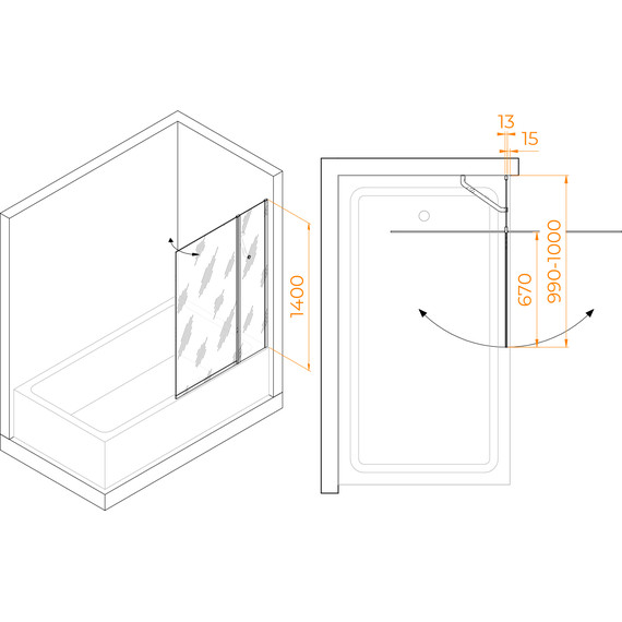 Шторка для ванны RGW SC-11 100 см 03111110-11, хром/прозрачное - фото 7