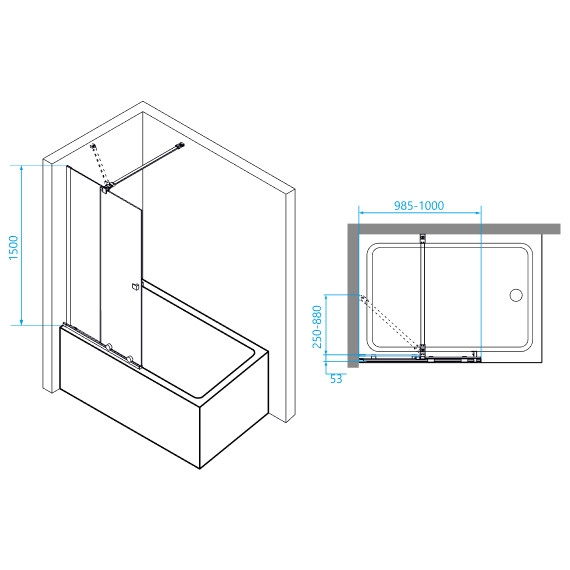 Шторка для ванны RGW SC-46 100 см 06114610-11 (стекло 8 мм), хром/прозрачное - фото 7
