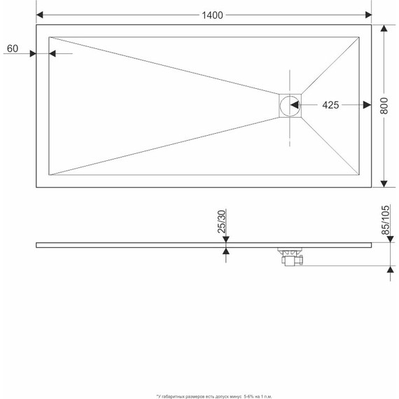 Каменный поддон RGW ST-0148G 140х80 см 16152814-02, графит - фото 15