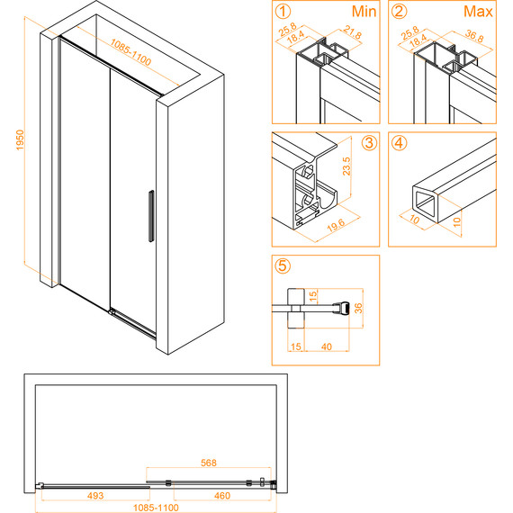 Душевая дверь RGW SV-12 110 см 32321211-11, хром/прозрачное - фото 3