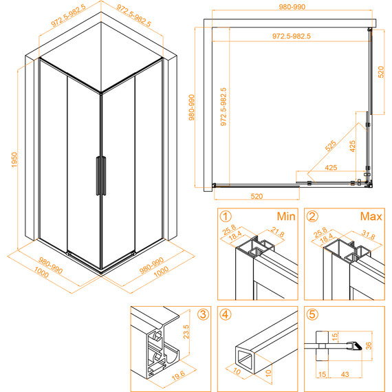 Душевое ограждение RGW SV-31 100х100 см 32323100-11, хром/прозрачное - фото 5