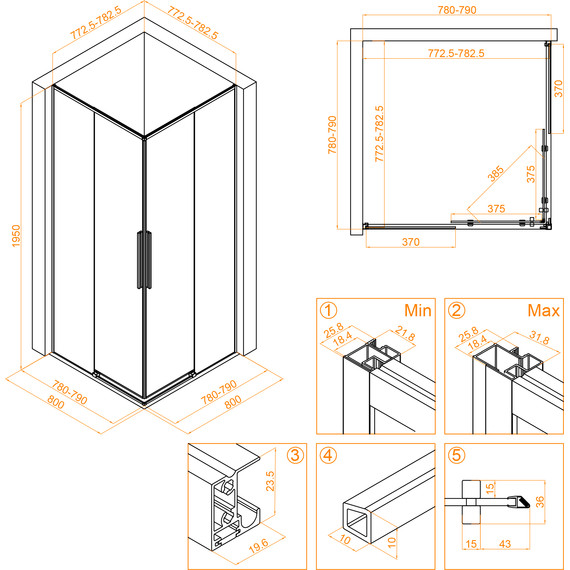 Душевое ограждение RGW SV-31 80х80 см 32323188-11, хром/прозрачное - фото 5