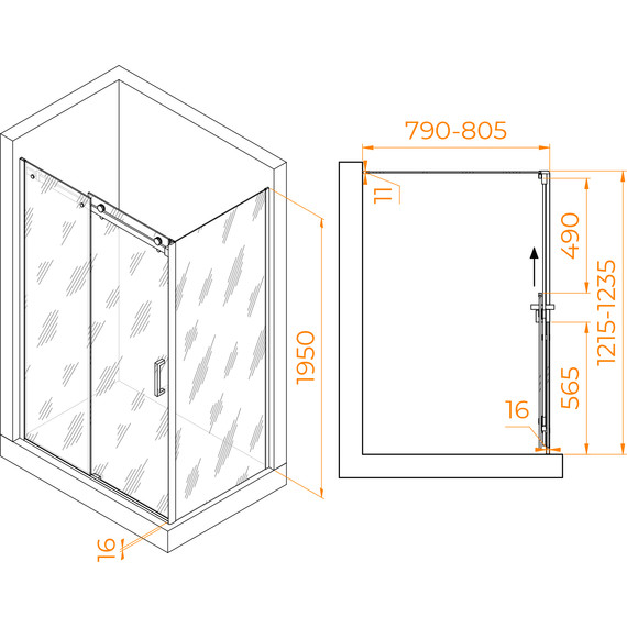 Душевое ограждение RGW TO-44 120х80 см 02074428-11 (стекло 8 мм), хром/прозрачное - фото 3