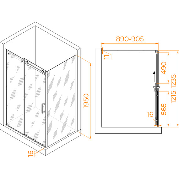 Душевое ограждение RGW TO-44 120х90 см 02074429-11 (стекло 8 мм), хром/прозрачное - фото 3