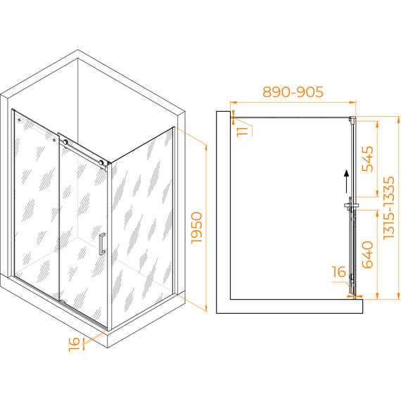 Душевое ограждение RGW TO-44 130х90 см 02074439-11 (стекло 8 мм), хром/прозрачное - фото 3