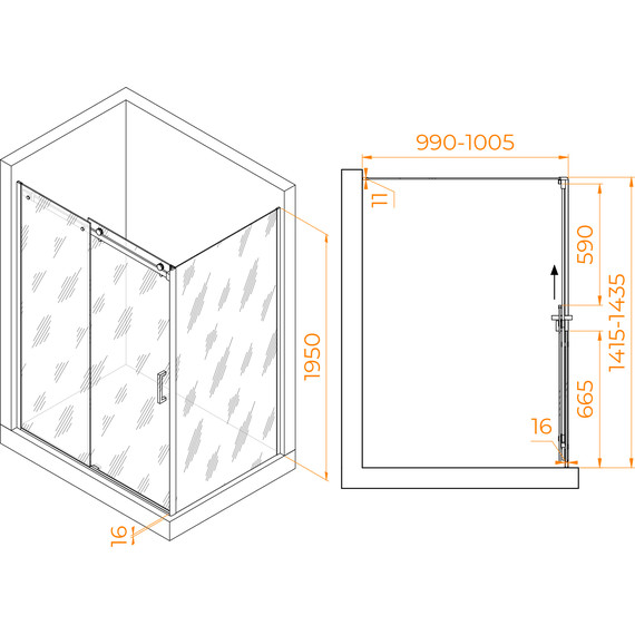 Душевое ограждение RGW TO-44 140х100 см 02074440-11 (стекло 8 мм), хром/прозрачное - фото 3
