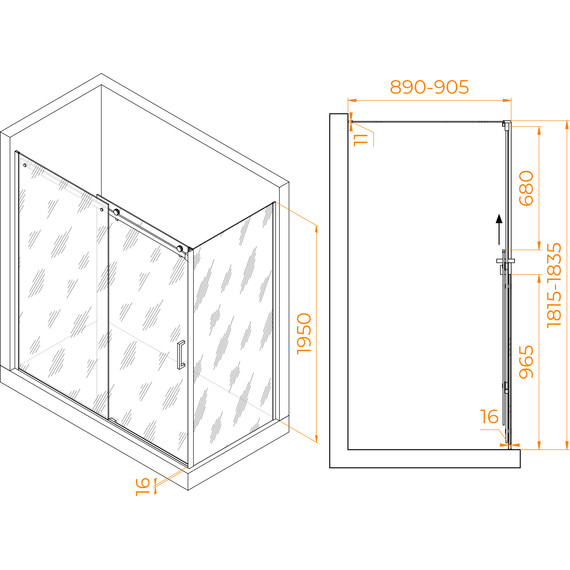 Душевое ограждение RGW TO-44 180х90 см 02074489-11 (стекло 8 мм), хром/прозрачное - фото 3