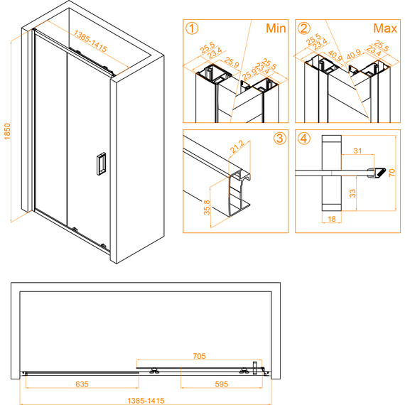 Душевая дверь RGW CL-14 140 см 32091414-11, хром/прозрачное - фото 4
