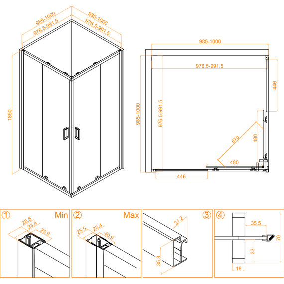 Душевое ограждение RGW CL-34 100х100 см 32093400-11, хром/прозрачное - фото 5