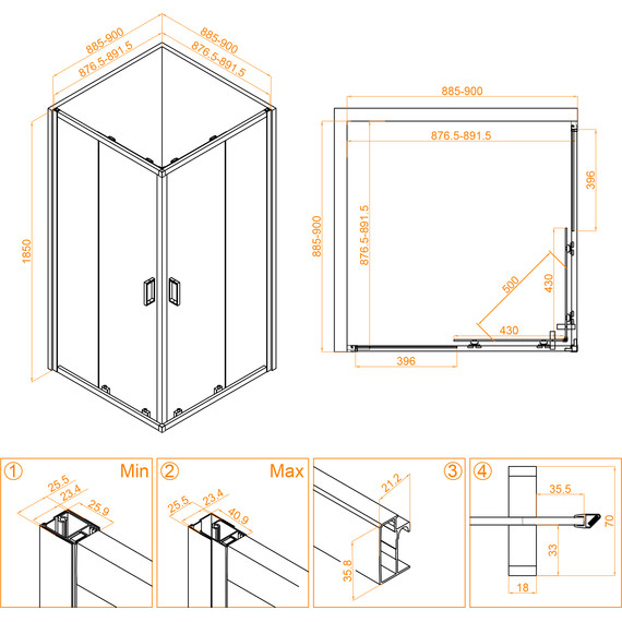 Душевое ограждение RGW CL-34 90х90 см 32093499-11, хром/прозрачное - фото 5