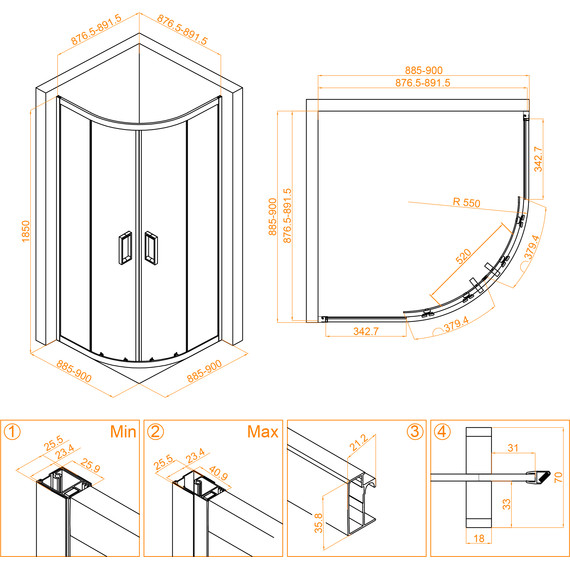 Душевое ограждение RGW CL-54 90х90 см 32095499-11, хром/прозрачное - фото 6