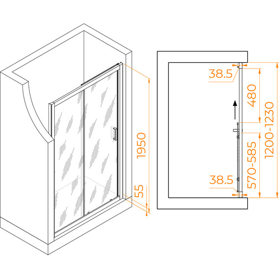 Душевая дверь RGW PA-016 120 см 350801612-11, хром/прозрачное - фото 6