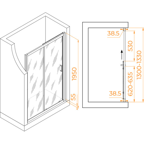 Душевая дверь RGW PA-016 130 см 350801613-11, хром/прозрачное - фото 6