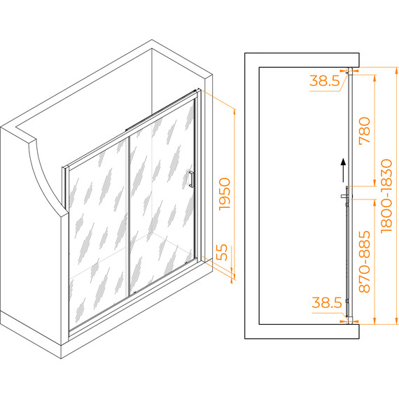 Душевая дверь RGW PA-016 180 см 350801618-11, хром/прозрачное - фото 6