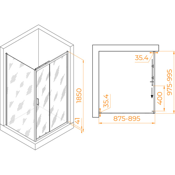 Душевое ограждение RGW PA-145 100х90 см 020814590-11, хром/прозрачное - фото 7