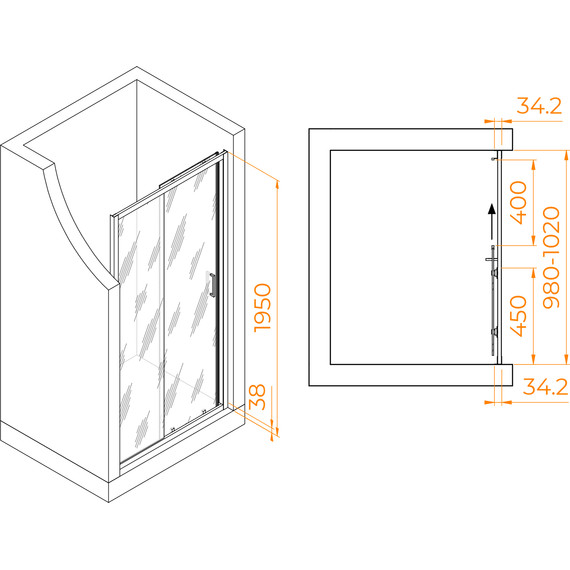 Душевая дверь RGW PA-14W 100 см 41081410-15, белый/прозрачное - фото 3