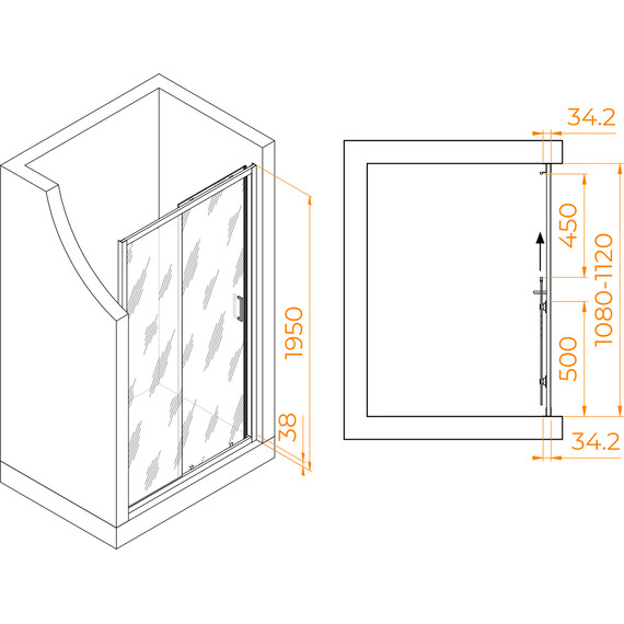 Душевая дверь RGW PA-14 110 см 41081411-11, хром/прозрачное - фото 8