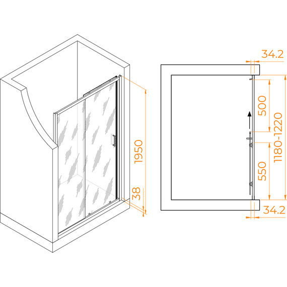 Душевая дверь RGW PA-14B 120 см 41081412-14, черный/прозрачное - фото 3