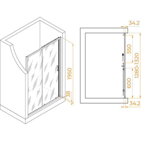Душевая дверь RGW PA-14B 130 см 41081413-14, черный/прозрачное - фото 3