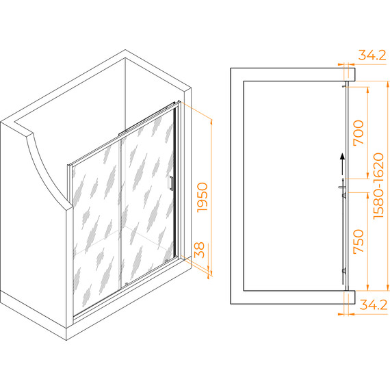 Душевая дверь RGW PA-14 160 см 41081416-11, хром/прозрачное - фото 8