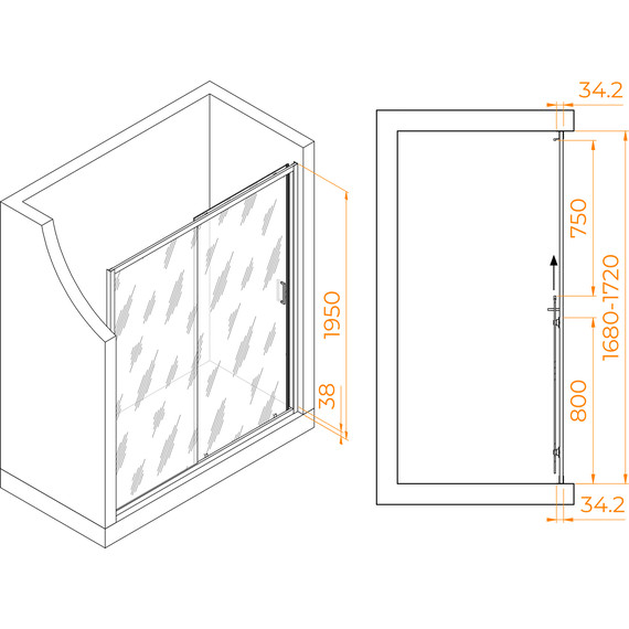 Душевая дверь RGW PA-14 170 см 41081417-11, хром/прозрачное - фото 8