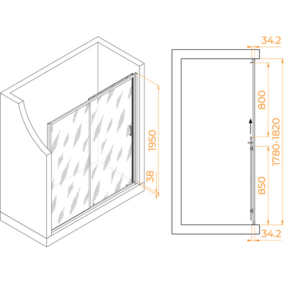 Душевая дверь RGW PA-14B 180 см 41081418-14, черный/прозрачное - фото 3
