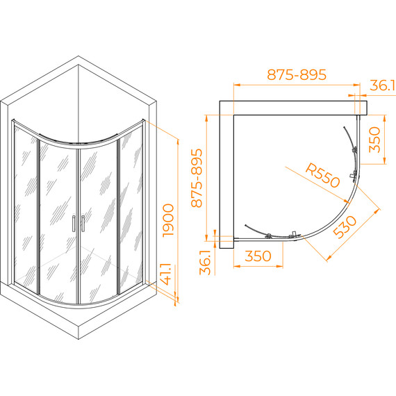 Душевое ограждение RGW PA-51 90х90 см 02085199-11, хром/прозрачное - фото 7
