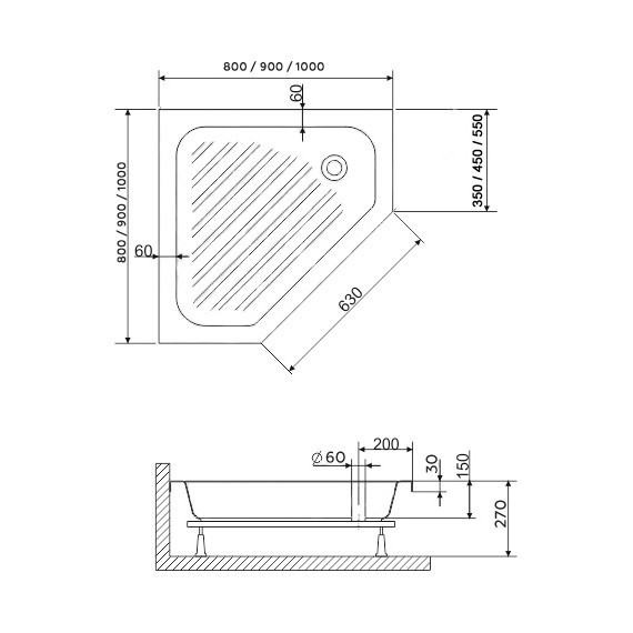 Поддон акриловый RGW Acrylic BT/CL-S-A 100x100 см 16180500-51 - фото 2