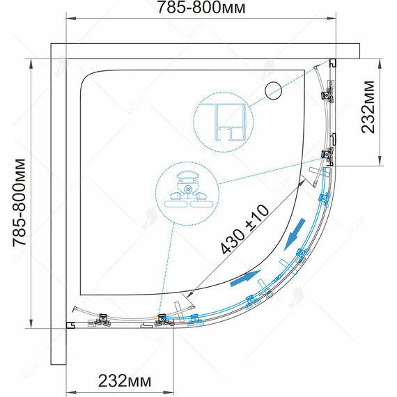 Душевое ограждение RGW CL-53 80х80 см 06095388-11, хром/прозрачное - фото 4