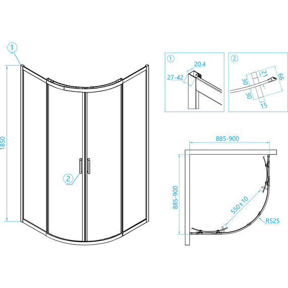 Душевое ограждение RGW CL-53 90х90 см 06095399-11, хром/прозрачное - фото 5