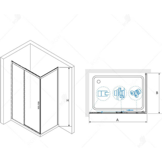 Душевое ограждение RGW LE-41B (LE-12B + Z-050-2B) 140x100 см 34124104-014, черный/прозрачное - фото 6