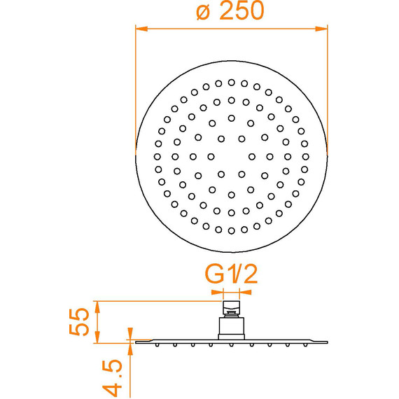 Верхний душ RGW SP-81B 21148125-04, нержавеющая сталь, 250х250 мм, черный - фото 5