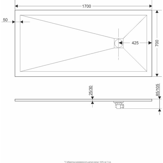 Каменный поддон RGW ST-0177G 170x70 см 16152717-02, графит - фото 15