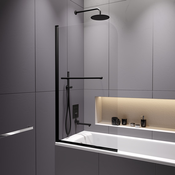 Шторка для ванны RGW SC-114B 80 см 411111408-14, чёрный/прозрачное - фото, картинка 2 Шторка для ванны RGW SC-114B 80 см 411111408-14, чёрный/прозрачное - фото 2