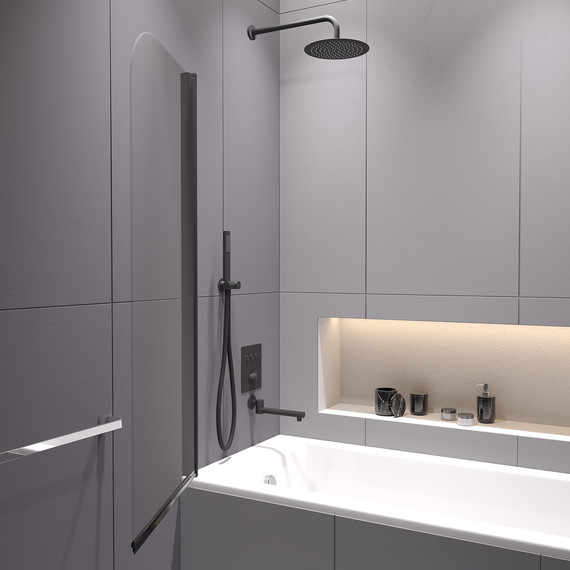 Шторка для ванны RGW SC-109 80 см 411110908-14, чёрный/прозрачное - фото 3