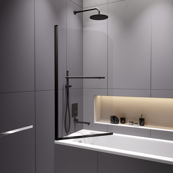 Шторка для ванны RGW SC-114B 80 см 411111408-14, чёрный/прозрачное - фото, картинка 4 Шторка для ванны RGW SC-114B 80 см 411111408-14, чёрный/прозрачное - фото 4