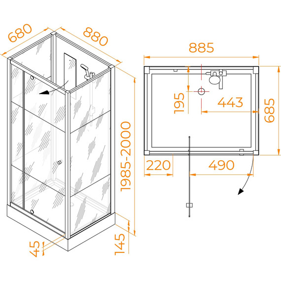 Душевая кабина RGW AN-207 90x70 см 411320779-95, белый/прозрачное/матовое - фото 2