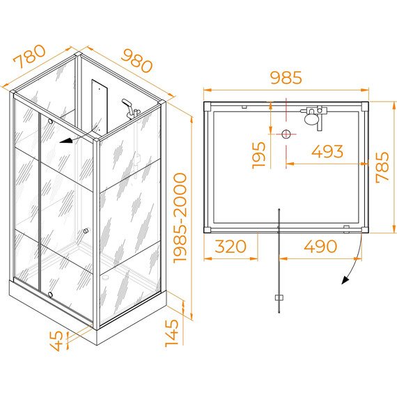 Душевая кабина RGW AN-207 100x80 см 411320780-95, белый/прозрачное/матовое - фото 2