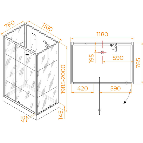 Душевая кабина RGW AN-207 120x80 см 411320782-95, белый/прозрачное/матовое - фото 2