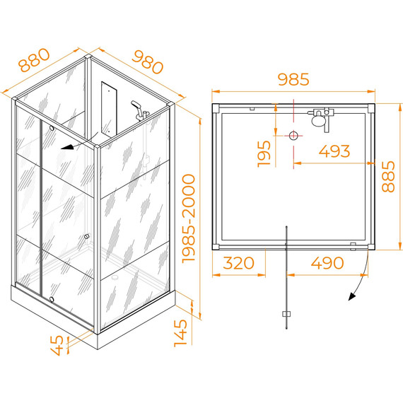 Душевая кабина RGW AN-207 100x90 см 411320790-95, белый/прозрачное/матовое - фото 2