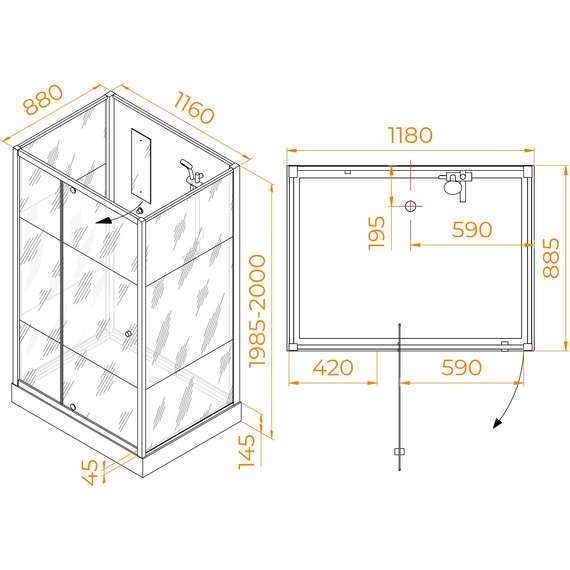 Душевая кабина RGW AN-207 120x90 см 411320792-95, белый/прозрачное/матовое - фото 2