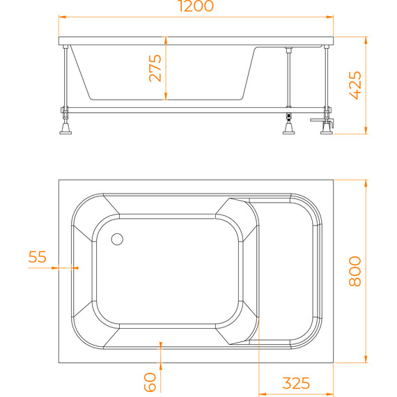Поддон акриловый RGW BC/L 80х120 см 16180682-91 - фото 6