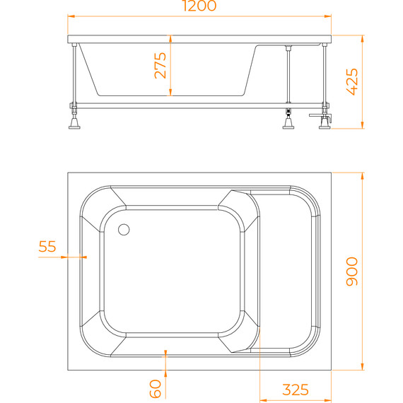 Поддон акриловый RGW BC/L 90х120 см 16180692-91 - фото 6