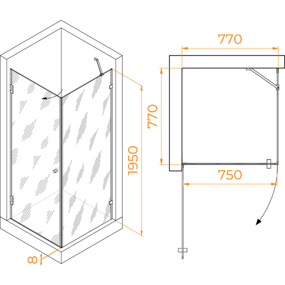 Душевое ограждение RGW HO-034 80x80 см 35063488-11 (стекло 8 мм) хром/прозрачное - фото 4