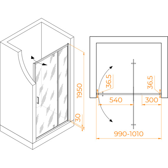 Душевая дверь RGW LE-103 100 см 711210310-11, хром/прозрачное - фото 3