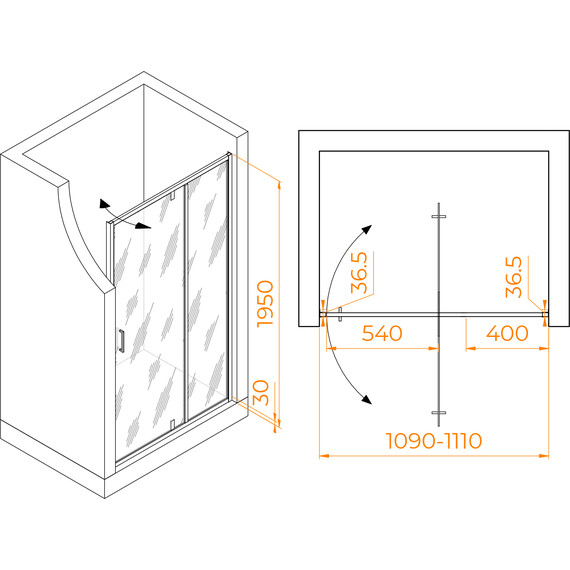 Душевая дверь RGW LE-103 110 см 711210311-11, хром/прозрачное - фото 3