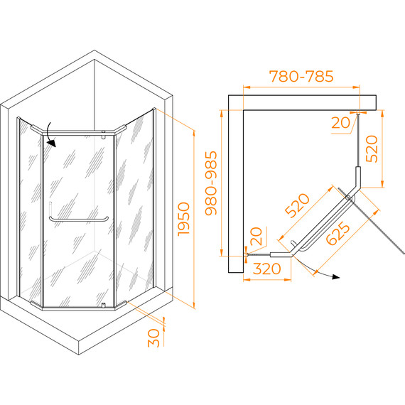 Душевое ограждение RGW PA-091 80x100 см 35089180-11, хром/прозрачное - фото 4