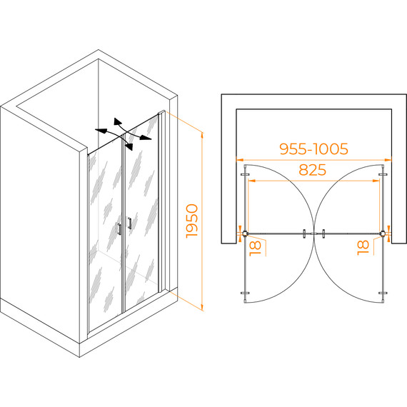 Душевая дверь RGW PA-104 100 см 060810410-11, хром/прозрачное - фото 5