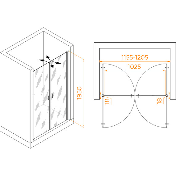 Душевая дверь RGW PA-104B 120 см 060810412-14, чёрный/прозрачное - фото 6